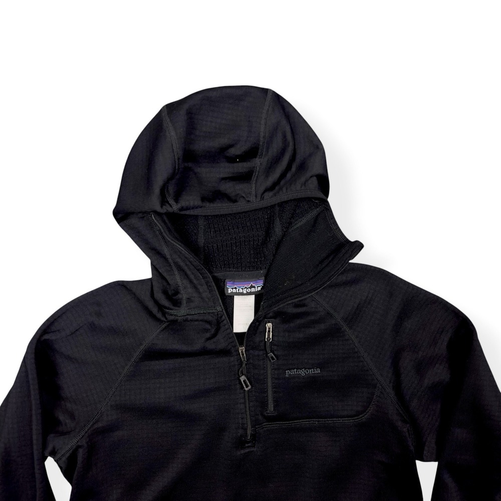 Patagonia R1 Hoody Jacket Womens L Black Grid Fleece Pullover Balaclava Polartec - Picture 2 of 13